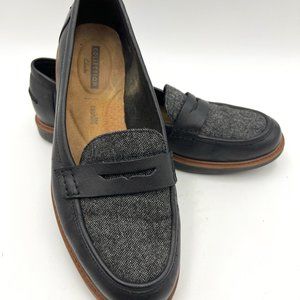 Clarks Black and Gray Leather Loafers